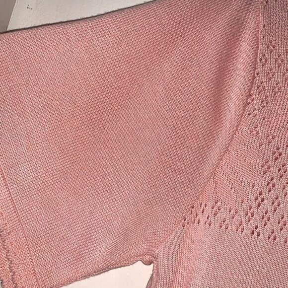 Alfred Dunner Pink Short-Sleeve Knit Top With Floral Lace Detail Womens Size L - Picture 4 of 9